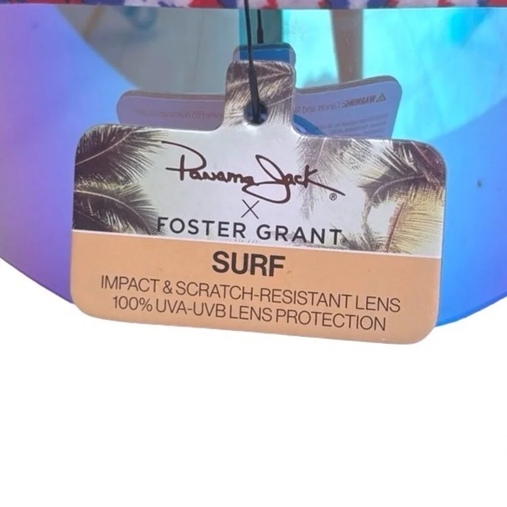 Panama Jack x Foster Grant Surf Sunglasses Unisex Blue Mirror Red White Blue NWT